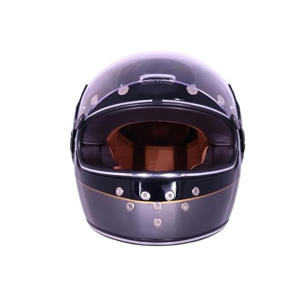 Royal Enfield RF1 FF Meteor Full Face Helmet | Certification: ISI & DOT | Added Safety: High Strength 3 Piece EPS | Outer Shell: High Impact Grade ABS | 4 Metal Mesh Intake Vents | Black XL