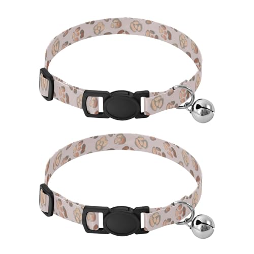 Collare per gatti con campanella in metallo rosa leopardato, confezione da 2 collari per cani di piccola taglia
