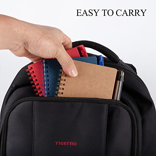 WILFANS 2 Packs Spiral Notebook Steno Pads Lined Notepad with Pen in Holder, Sticky Notes, Page Marker Colored Index Tabs Flags, 4.73\"x5.9\" Kraft Paper Cover Small Pocket Notebooks (Black/Red) - Thumbnail 7