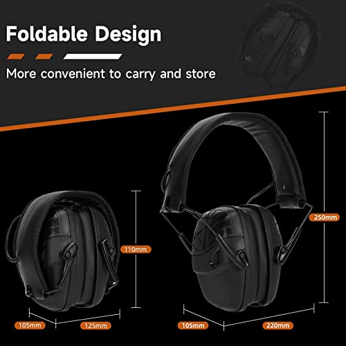 Retevis Elektronischer Schieß-Ohrenschützer, Faltbare Gehörschutz Schießsport, SNR 28dB AUX Audio Doppel Mikrofon Lärmminderung Klangverstärkung Ohrenschützer Ideal für Jagen,Schießstand (1 Pack) - Image 5
