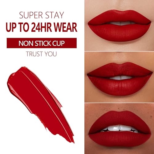 Image of MAKI YIKA 3Pc Matte Liquid Lipstick Set Red Pink Nude Lipsticks for Women