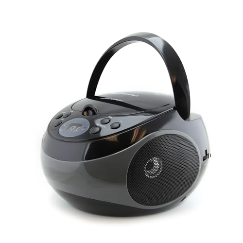 Emerson EPB-3000-BLACK - Reproductor de CD portátil con radio estéreo AM/FM, color negro