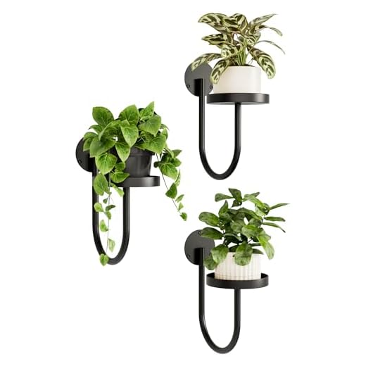Bamworld Blumenständer Wandmontage 3er Set – U-Form Pflanzenregal aus Metall für Wohnzimmer & Balkon, Hängender Wand Blumentopfhalter, Schwarz