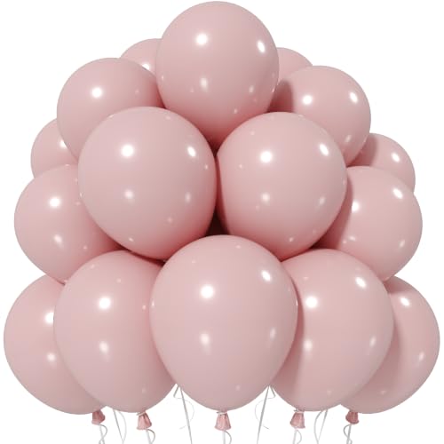 Image of Jobkoo Dusty Pink Balloons, 12 Inch 50 Pcs Boho Blush Pink Latex Balloon