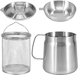 Glaric Stainless Steel Large Capacity Oil Fryer and Filter Cup Combo,304 Stainless Steel, Large Capacity, Versatile Oil Filter Vessel,2L Cooking Oil Container with Strainer for Kitchen(68oz/2L)
