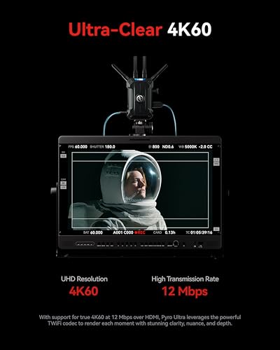 Image of Hollyland Pyro Ultra Wireless Video Transmitter (1TX & 1RX), 4K60 HDMI SDI Low Latency Focus Mode, 4900ft One to Multiple Receivers, TWiFi DFS UVC RTMP for Film Production Live Streaming