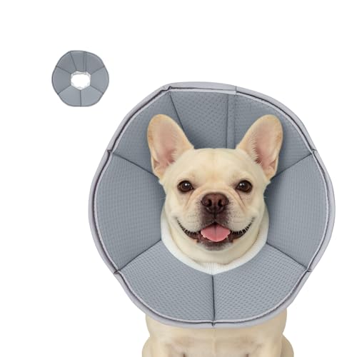 Image of MAXFUT Dog Cone Collar,Soft Cone for Dogs to Stop Licking After Surgery,Non Inflatable Dog Donut Cone (Grey, S)