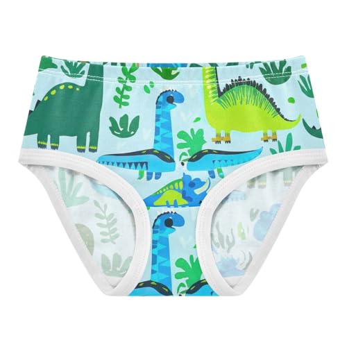 Kids Underwear, Cute Dino Blue Toddler Panties, Cotton Underwear for Girls, 2T–8 Years