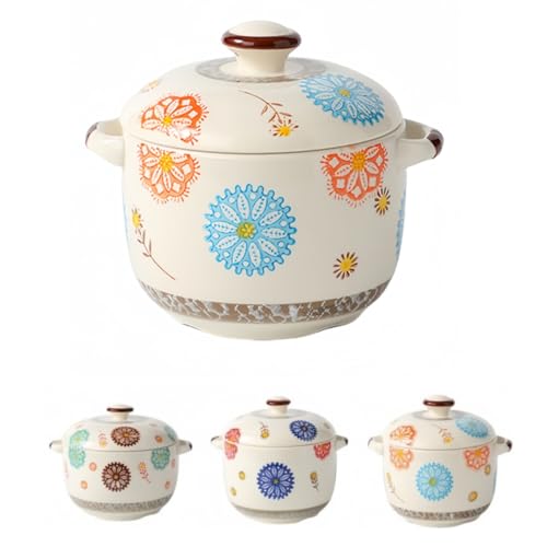 Kiwet茶碗蒸し 蒸し碗 蒸し器 蓋付き 日本風 2300ml/1000ml/450ml スープカップ デザートカップ スプーン付き 食器 うつわ 器 皿 お皿 陶器 茶碗蒸し 食器 ワンプレート 皿 (450mL,木のアジサイ)