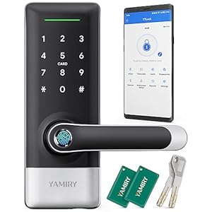 Smart Door Lock, Yamiry Smart Door Handle, Biometric Fingerprint Door Lock, Keyless Entry Door Lock with Handle, Electronic Door Lock, Code Door Lock with Keypad