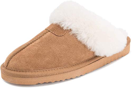 Femmes Réel Daim Australien Peau De Mouton Fourrure Chaleureux Mules - TAN38 - AYC0215