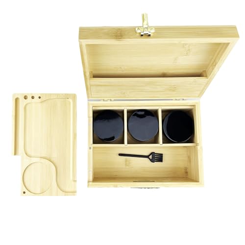 DEHVEN Large Bamboo Box Storage Decorative Jar Storage, Box with Lock - Thumbnail 5