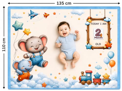 Image of NEW COMERS Baby Monthly Milestone Blanket | 1 to 12 Months Extra Soft Fleece | Best Photography Backdrop Prop | Size - 55 in to 44 inch Super Soft Fabric (Sea Blue)