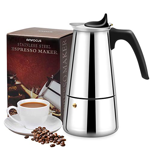Stovetop Espresso Moka Pot Italian Coffee Maker with Stainless Steel 3 Coffee Scoops 200ml7oz4 Cup 1 Cup50ml