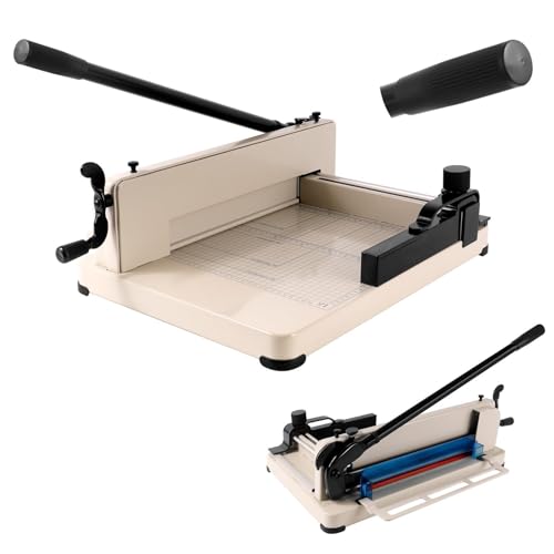 12 Guillotine Paper Cutter, Heavy Duty Paper Cutter for A4 Paper, Stack Paper Trimmer 400 Sheet Capacity, with Double Safety Protection&Durable HSS Blade for Office