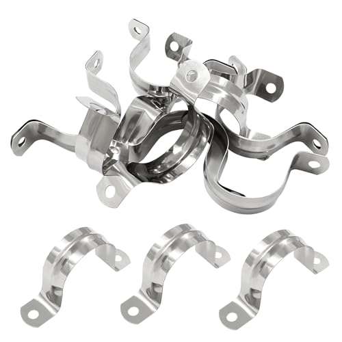 Image of Hitefu Stainless Steel Rigid Pipe Strap, M40 1-1 /2 inch, 30PCS | Two Hole Strap, U Bracket Pipe Clamps, Heavy Duty, For Conduit and Cables
