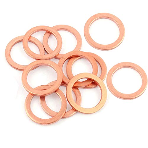 YXQ 16x22x2mm Copper Crush Washer Flat Ring Seal Gasket Fitting M16(24Pcs)