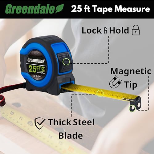 Greendale cinta métrica retráctil azul 25 pies pack 3 miniatura 3