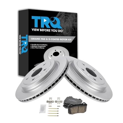 Image of TRQ Rear Brake Pad and Rotor Set Ceramic Compatible with 2009-2014 Cadillac CTS V Brake Code JE5