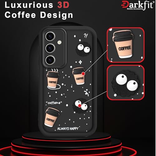 Image of Back Case Cover Compatible with Samsung Galaxy S24 FE 5G | Cute Fun Cartoon Ball 3D Coffee Silicone Case | Body Protection | Camera Protection | Shock Proof | Color Black | Pack of 1 |