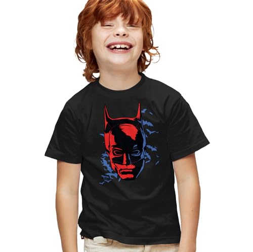 Popfunk The Batman Shadowed Headshot Kids T-Shirt for Youth Toddler Boys and Girls