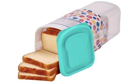 Bread Buddy Storage Plastic Container. Sandwich Box - Toast Box - Keeper For Fresh Bread - Bread Dispenser with Lid Bread Bin Container (2 Pack)