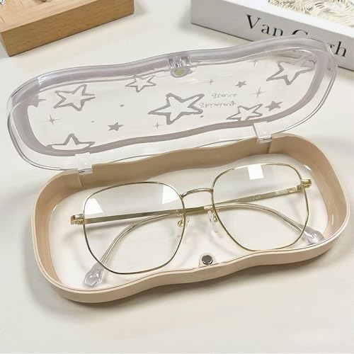 Image of Glasses Case Hard Shell, Clear Eyeglass Case, Cute Holder for Sunglasses and Reading Glasses