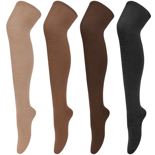 Image of Chalier Womens Thigh High Socks, Thigh Socks Stockings for Women | Soft Mild Blended, Slim Light Fabric, Elastic Cuff, Long Tube, Hug Leg Curves, Four Season Outfits, Casual Daily Footwear