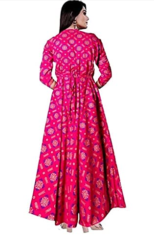 Image of Sushila Art Women's Solid Printed Rayon Kurta TEC 5