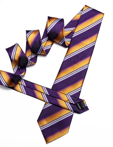 Image of Barry.Wang Mens Tie Set Plaid Check Neckties Formal Business Wedding Luxury Pocket Square Cufflinks