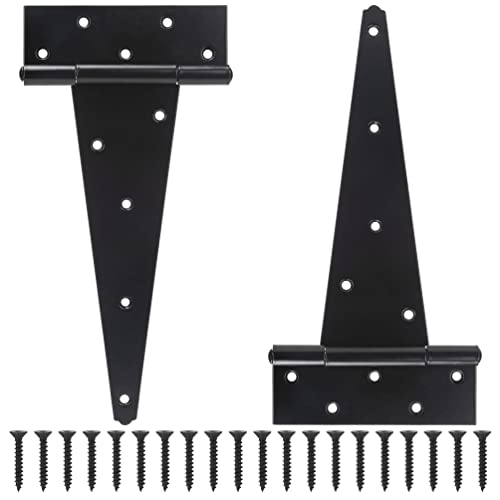 12" T-Strap Door Hinges Heavy Duty Tee Shed Gate Hinges Black Wrought Hardware Rustproof For Gate,Barn Door Gates,Wooden Fences,Yard Door(12 Inch, 2 Pcs) #TOP2