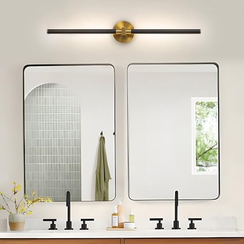 Image of 31 inch Black and Gold Vanity Light, Bathroom Lighting Fixtures Over Mirror, 360 Rotatable LED Brushed Gold and Black Vanity Lights for Bathroom Lights,18W 4000K Modern Vanity Light Bar for Bedroom