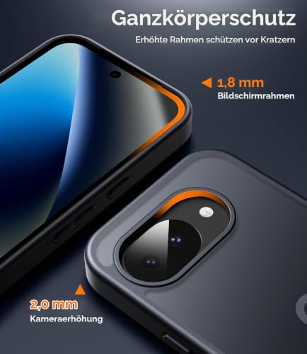 FLLAO Matt Handyhülle für Google Pixel 10a, Schwarz – Ansicht 3