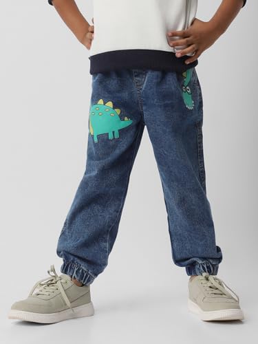 Image of Nautinati Boys Cotton Denim Jeans with Value-Added Detailing | Age 2-10 Years