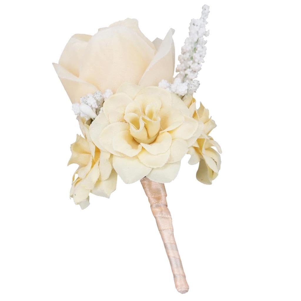 TWISAXC Wedding Corsages And Boutonnieres Elegant Handmade Silk Flowers Beautiful Keepsake For Weddings Proms Homecomings And Special Celebrations Bridal Bouquet Boutonniere Prom, Champagne