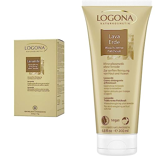 LOGONA Naturkosmetik Lavaerde Pulver, Ghassoul & Lavaerde Waschcreme Patchouli
