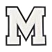 M - White on Black - 4 1/2 Inch Heat Seal/Sew On Chenille Varsity Letter