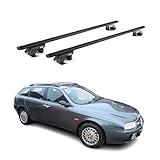 OMAC Barres de Toit Aluminium certifiées TÜV pour Alfa Romeo 156 Crosswagon 2003 2006 FL 5 Portes – pour Rails de Toit Standards – Rainure en T – Charge Max 90 kg – 2 antivols Noir
