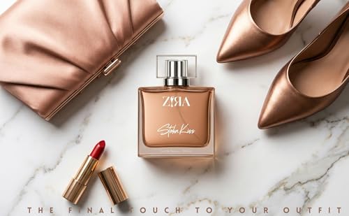 Image of ZIRA Stolen Kiss Eau de Parfum - Floral Woody Rose, Saffron & Oud Fragrance for Women, Elegant Scent for Special Occasions (100ml)