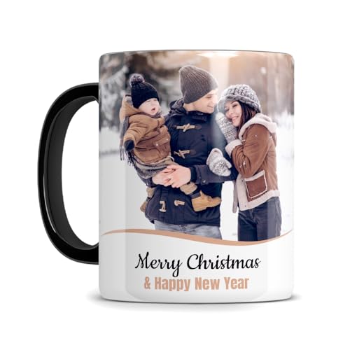 Taza Personalizada con Foto y Texto, 1 ó 2 fotos con Diseño Único - Tazas Personalizadas Dia del Padre - Regalos Originales para mujer - Cerámica blanca brillante 330ml