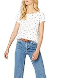  edc by ESPRIT Damen 038CC1K052 T-Shirt, Weiß (White 100), Small