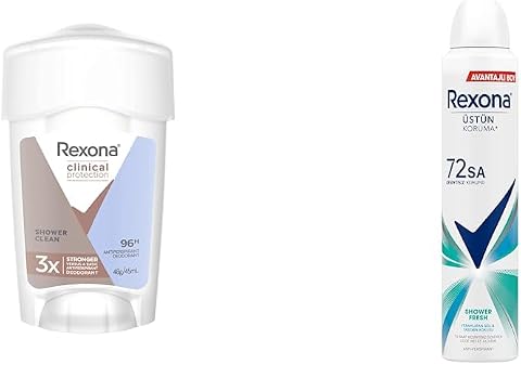 Rexona Clinical Protection Kadın Stick Deodorant Shower Clean 45 ml(1) Rexona Kadın Sprey Deodorant Shower Fresh 72 Saat Kesintisiz Üstün Koruma 200 ml(1)