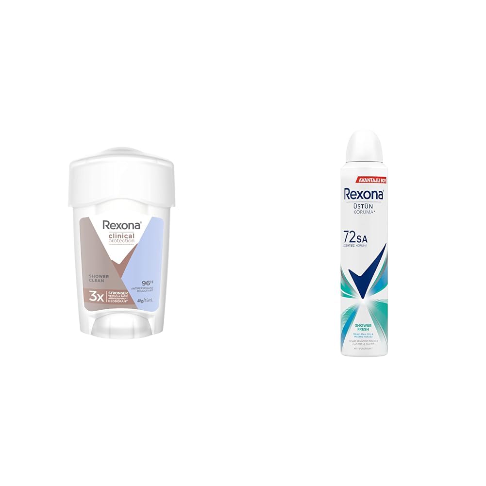 Rexona Clinical Protection Kadın Stick Deodorant Shower Clean 45 ml(1) Rexona Kadın Sprey Deodorant Shower Fresh 72 Saat Kesintisiz Üstün Koruma 200 ml(1)