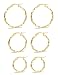 LOYALLOOK 3 Pairs Stainless Steel Twisted Small Gold Tone Hoop Earrings Set for Women 15-25mm Golded Tone