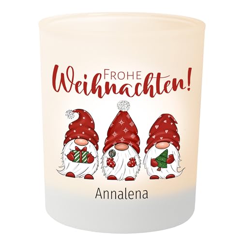Weihnachts-Geschenk: Wichtel Teelichthalter personalisiert mit Namen...