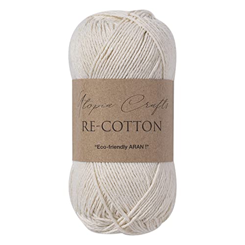 Utopia Crafts Re-Cotton Knitting Yarn, 100g (Cream)