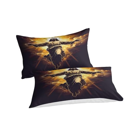 Housse de couette Jésus 3D king microfibre 220x240 3 pièces - 3