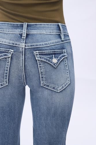 BlueMoment Women's Curvy Bootcut Jeans Mid Rise Bootcut Jeans Trendy Welt with Butt Lifting and Tummy Control Features2