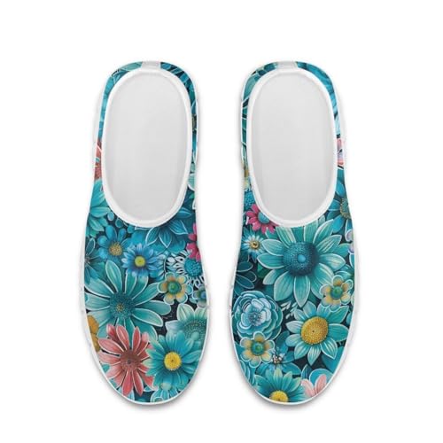 Image of Floral Sneakers for Women Colorful Art Shoes for Women Slip On Casual Work Shoes