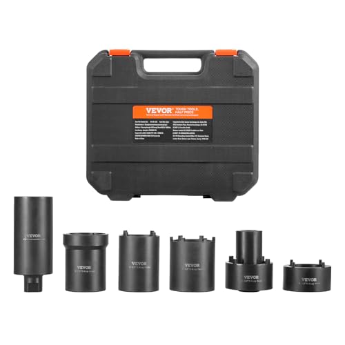 VEVOR Spindle Nut Socket Tool Kit - 1/2 inch Drive 6 Piece Axle Hub Nut Socket Axle Spindle Nut Retainers Remover with Storage Case for Toyota, Ford, 4WD Vehicles and GM Vehicles
